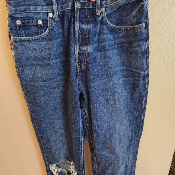 Everlane The Cheeky High Rise Button Fly Distressed Denim Jeans Size 27 - Picture 3 of 7